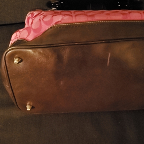 Large Coach Pink Signature C Jacquard Bag Purse - Picture 4 of 8